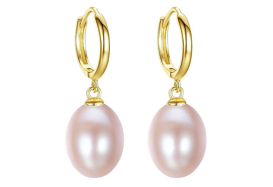 LÖB Paar Creolen Creolen Tropfen Zuchtperlen rosa, 925 Silber, 750er Gold v günstig online kaufen