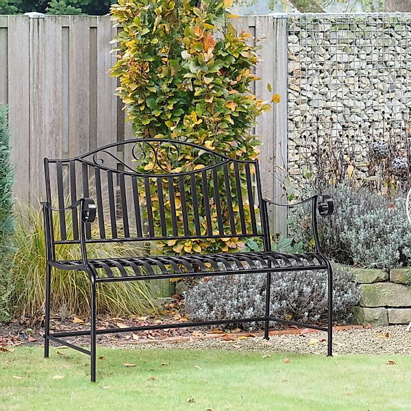Outsunny Gartenbank Sitzbank 2 Personen Parkbank Armlehne Metallbank Garten günstig online kaufen