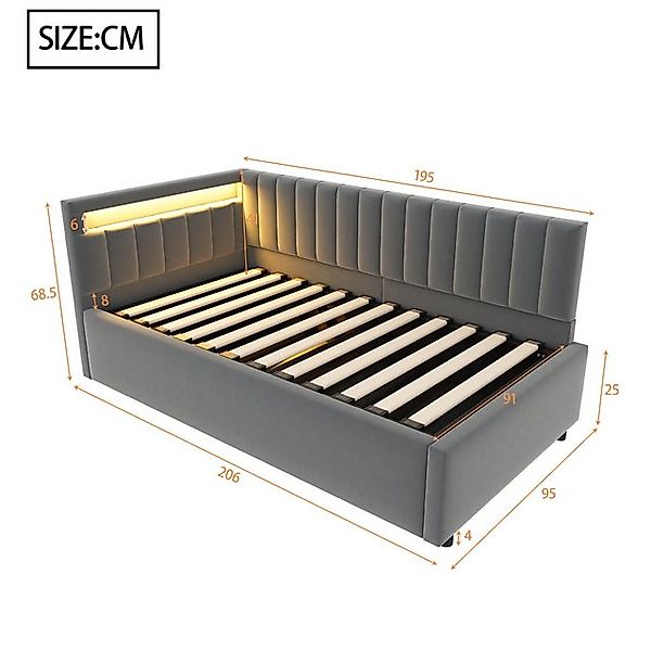 STILVORA Schlafsofa Polsterbett 90x200cm Tagesbett mit Stauraum,Jugendbett günstig online kaufen
