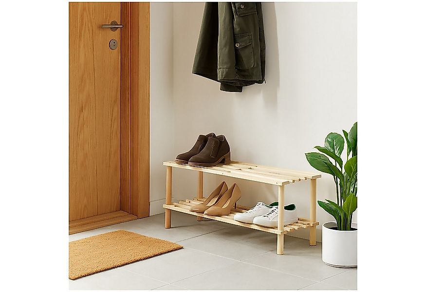 HTI-Living Schuhregal Schuhregal 2 Ebenen Anea Holz Natur, Stück 1-tlg., Sc günstig online kaufen