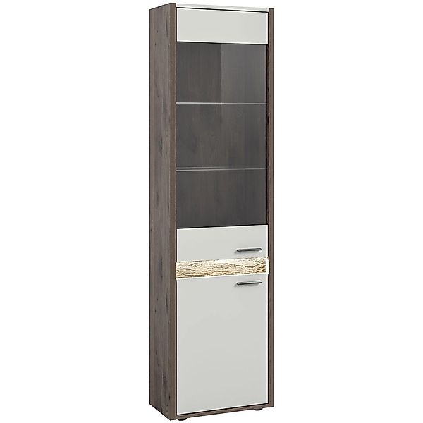 ebuy24 Falcona Vitrinenschrank 2 Türen inkl LED Beleuchtung Hellgrau günstig online kaufen