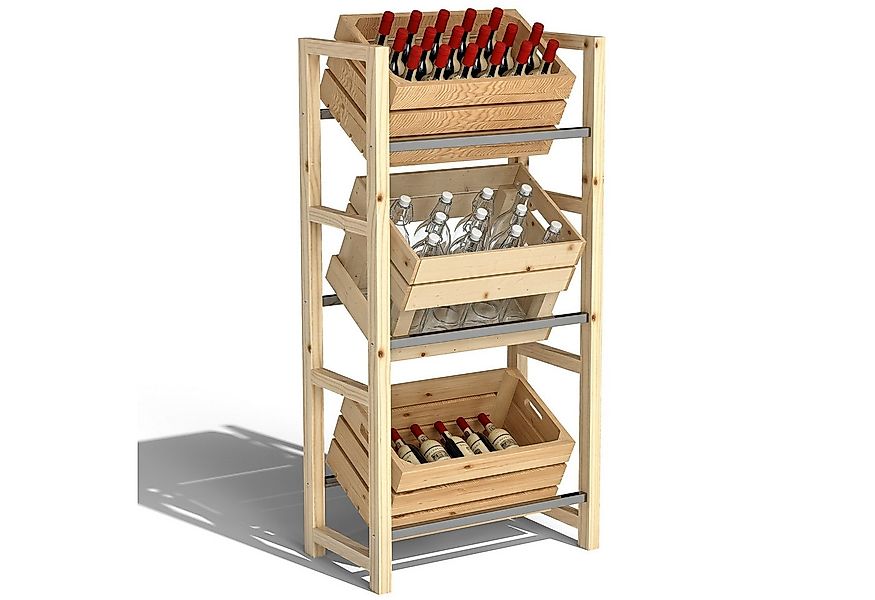 Outsunny Weinregal für 3 Getränkekisten, mit 3 Ebenen, freistehend, belast günstig online kaufen