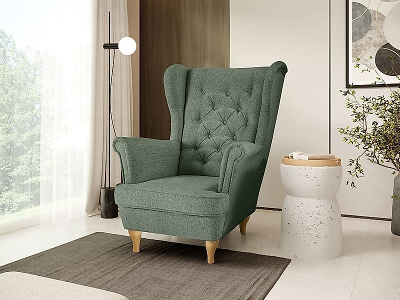 Beautysofa Ohrensessel Sessel FALCO Chesterfield Wohnzimmersessel günstig online kaufen