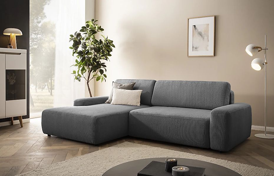 Home affaire Ecksofa "TORGE (264cm), Schlafsofa in Cord, Samtvelours o Stru günstig online kaufen