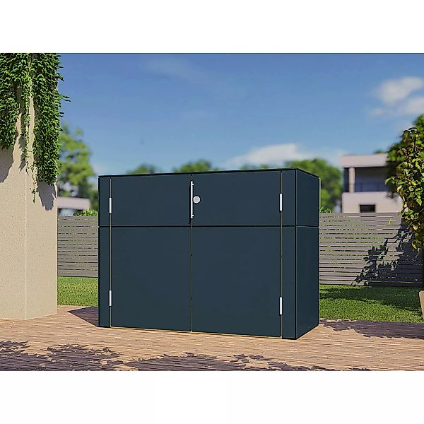 Bertilo Gartenschrank HPL Sideboard 155 cm x 75 cm x 116 cm Anthrazit FSC® günstig online kaufen