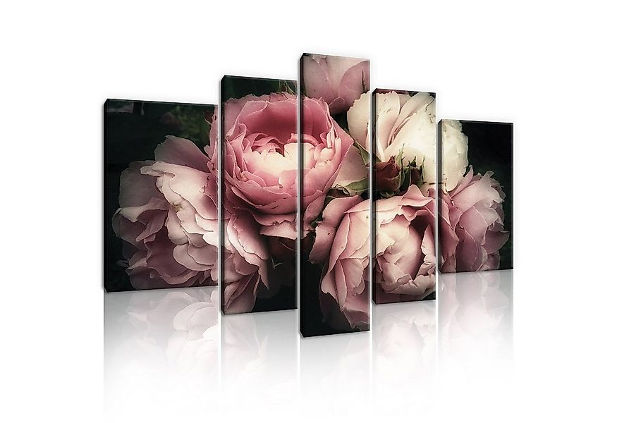 Wallarena Leinwandbild Set Blumen Vintage Schwarz Dark Wand Deko XXL Wandbi günstig online kaufen