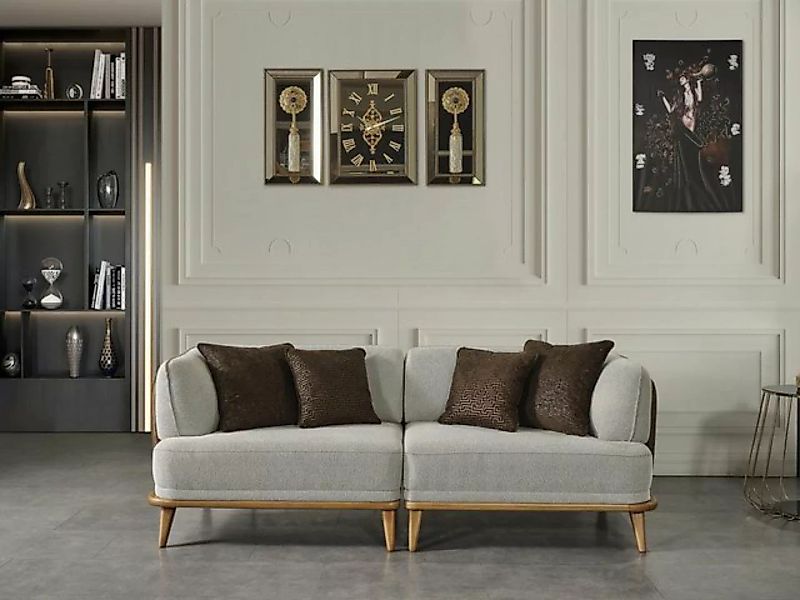 JVmoebel Sofa Sofa 3 Sitzer Grau Elegantes Modern Luxus Design Holz Möbel, günstig online kaufen