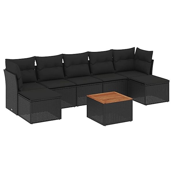 vidaXL 8-Tlg Garten-Sofagarnitur mit Kissen Schwarz Poly Rattan 3256104 günstig online kaufen