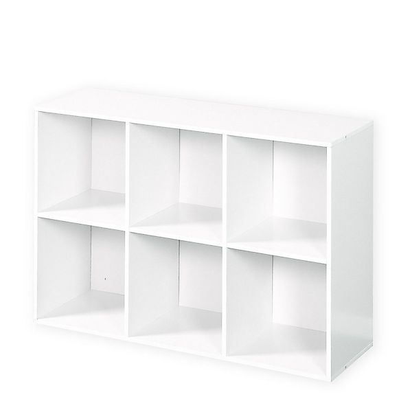 Kubus Standregal Livia, weißes Holzregal mit sechs Fächern, Vielseitige Ein günstig online kaufen