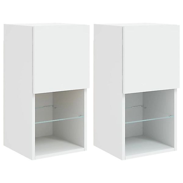 vidaXL TV-Schränke mit LED-Leuchten 2 Stk. Weiß 30,5x30x60 cm günstig online kaufen
