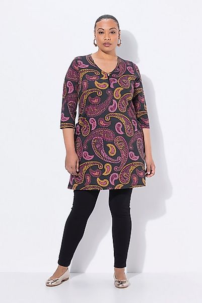 Ulla Popken Longshirt Longshirt Paisley A-Linie V-Ausschnitt 3/4-Arm günstig online kaufen