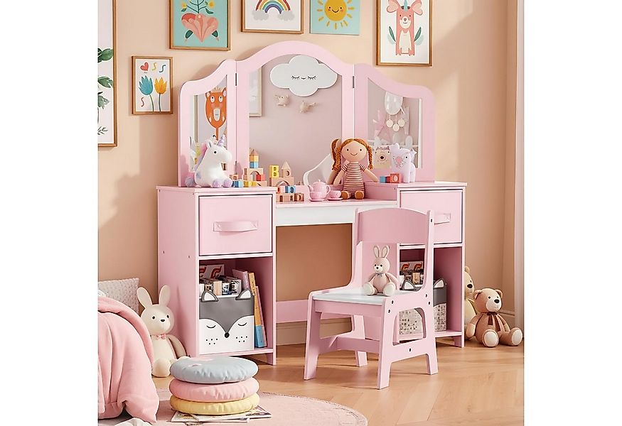 TLGREEN Schminktisch Kinderschminktisch 2 in 1,mit Abnehmbarem Spiegel (108 günstig online kaufen
