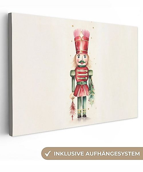 OneMillionCanvasses® Leinwandbild Nussknacker - Weihnachten - Rot - Aquarel günstig online kaufen