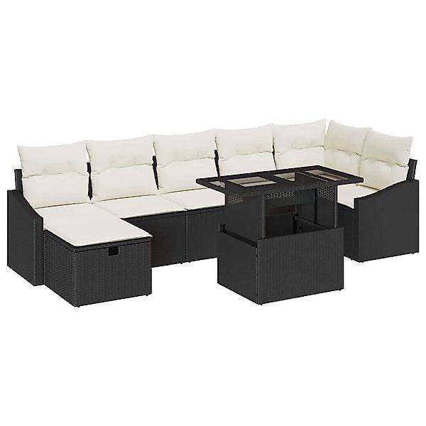 vidaXL Garten-Sofa-Set mit Kissen 8-Tlg Schwarz Poly Rattan 3359844 günstig online kaufen