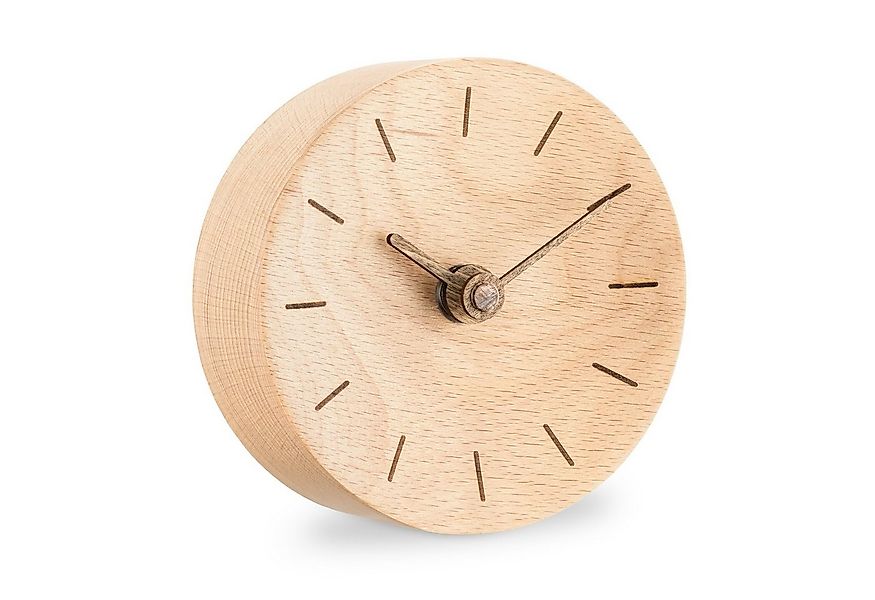 Navaris Tischuhr Holz Tischuhr rund - 11 x 11 x 3,5cm - analog - leise günstig online kaufen