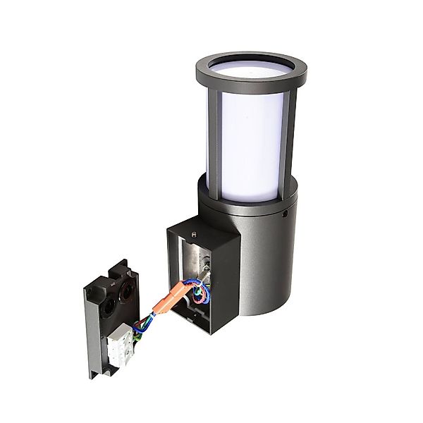 Außenwandleuchte Facado II, grau/opal, Ø 11 cm, IP65, Metall günstig online kaufen