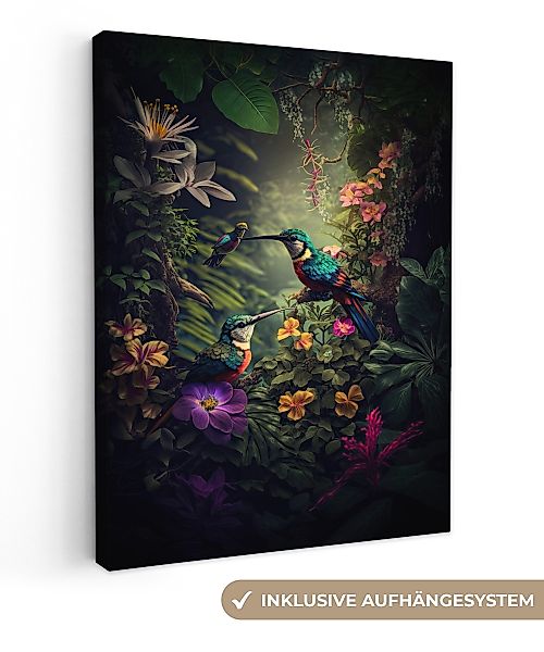 OneMillionCanvasses® Leinwandbild Blumen - Vogel - günstig online kaufen