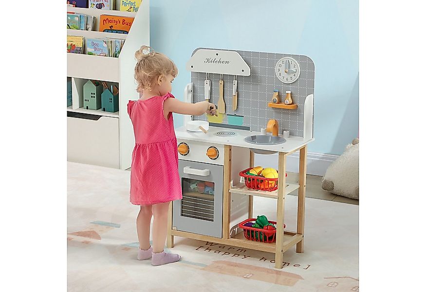 AIYAPLAY Spielküche Kinderküche mit Herd, Ofen, Spüle, Uhr & Ablagen MDF, K günstig online kaufen