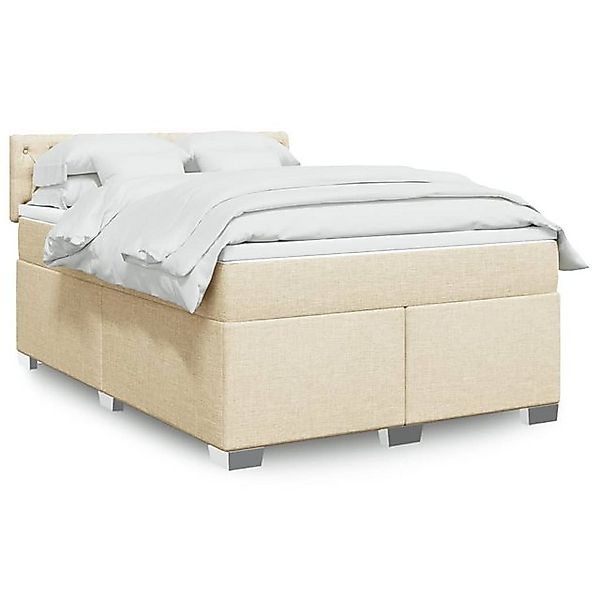 vidaXL Boxspringbett, Boxspringbett mit Matratze Creme 160x200 cm Stoff günstig online kaufen