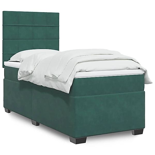 vidaXL Boxspringbett mit Matratze Dunkelgrün 80x200 cm Samt 3293065 günstig online kaufen