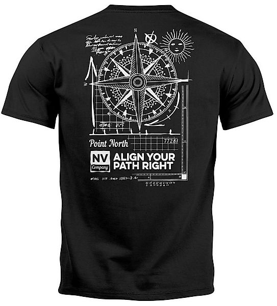 Neverless Print-Shirt Herren T-Shirt Backprint Maritim Kompass Segeln Somme günstig online kaufen