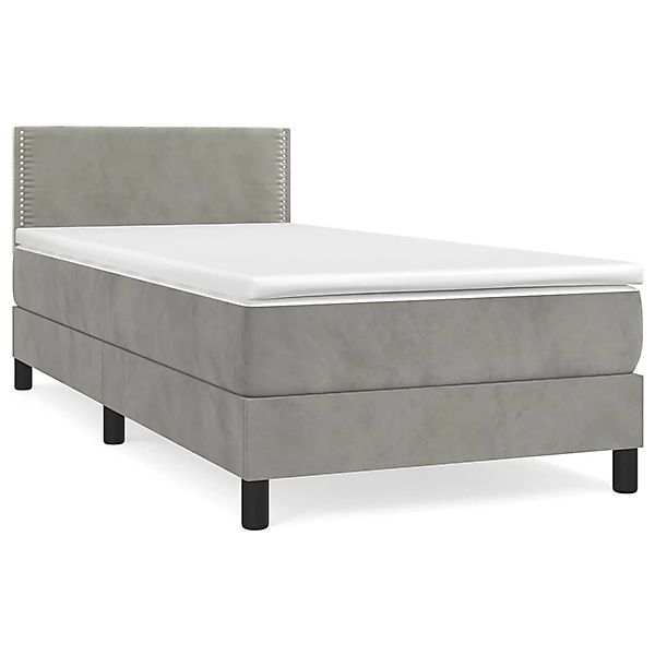 vidaXL Boxspringbett mit Matratze Hellgrau 90x200 cm Samt1348930 günstig online kaufen