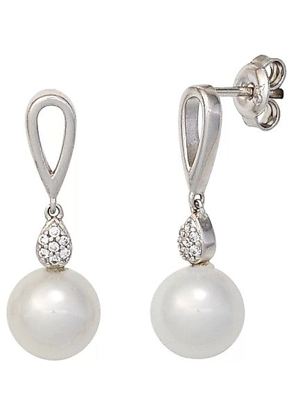 JOBO Perlenohrringe, 925 Silber mit synthetischen Perlen und Zirkonia günstig online kaufen