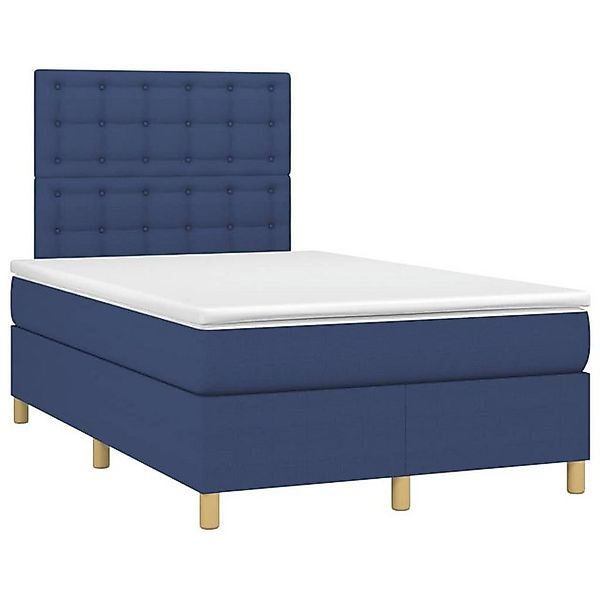 vidaXL Boxspringbett, Boxbett mit Matratze Blau 120x190 cm Stoff günstig online kaufen