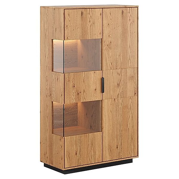Lomadox Vitrine TIVAT-163 Eiche massiv geölt, 83 cm breit, stehend / hängen günstig online kaufen