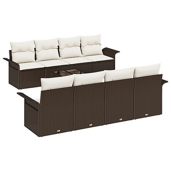 vidaXL Loungesofa 9-teilige Garten Sofa Set mit Kissen Braun Poly Rattan, 7 günstig online kaufen