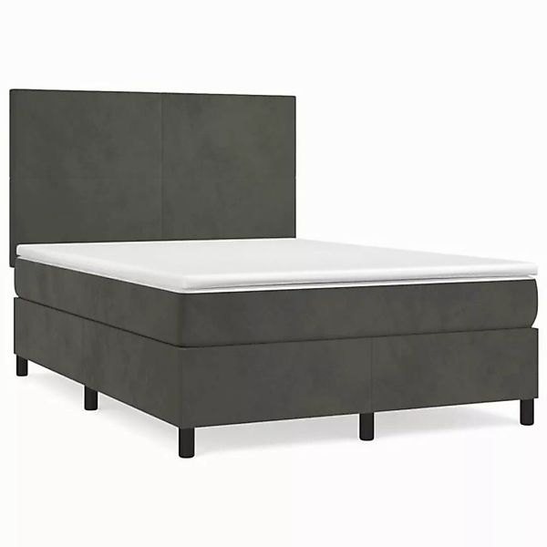 furnicato Bett Boxspringbett mit Matratze Dunkelgrau 140x190 cm Samt (1-tlg günstig online kaufen