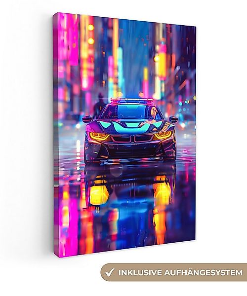 OneMillionCanvasses® Leinwandbild Auto - Polizei - Stadt - Jungen - Farbenf günstig online kaufen