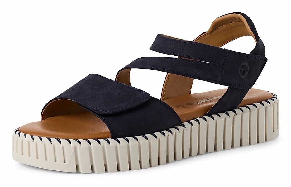 Tamaris Sandalette, Riemchensandale, Sommerschuh mit geriffelter Plateausoh günstig online kaufen