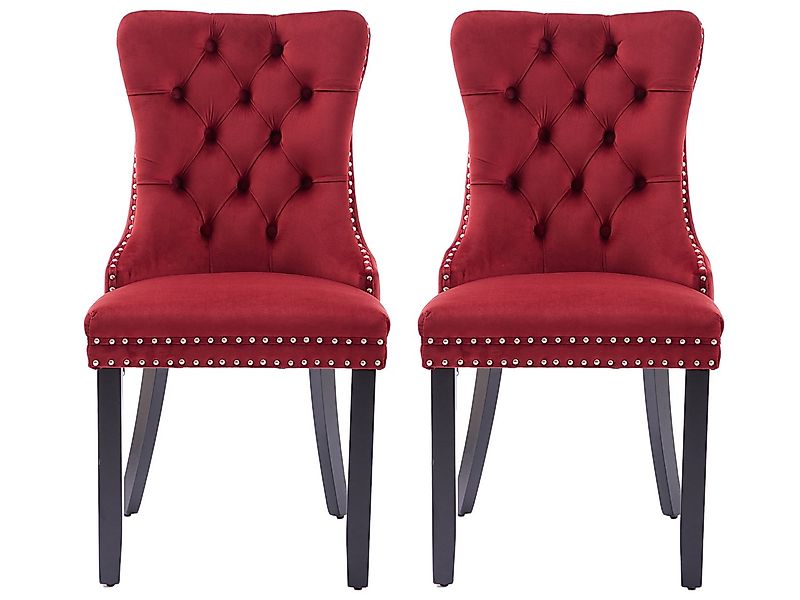 SeedWave Esszimmerstuhl 2er-Set Küchenstuhl Samtbezug, Holzfüße mit Verstel günstig online kaufen