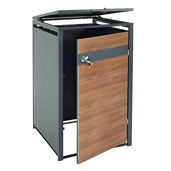 PROREGAL Mülltonnenbox 1er 117x68x80cm Anthrazit Kirsche-Holzoptik Dunkelbr günstig online kaufen