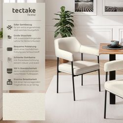 tectake Esszimmerstuhl Armlehnstuhl Doé, gepolstert, Stahlbeine günstig online kaufen