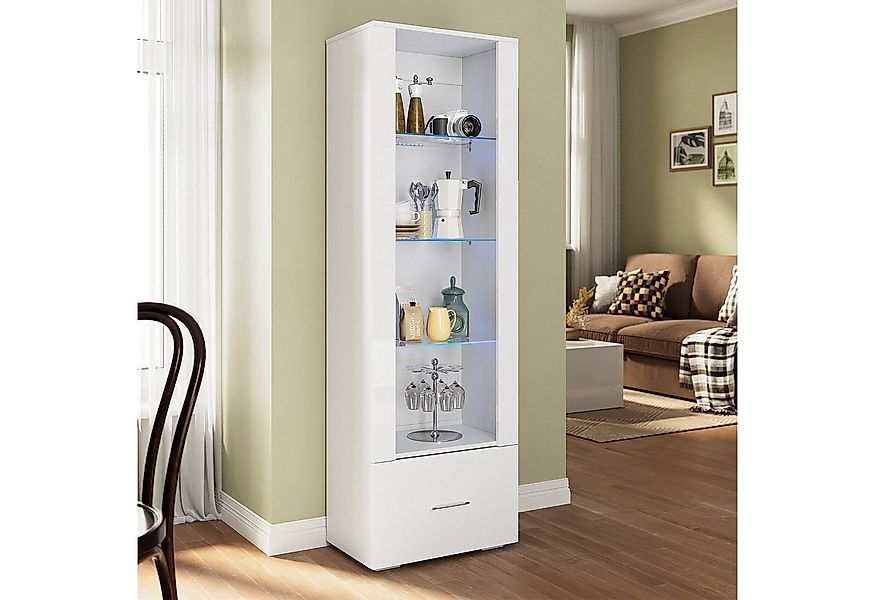 SONNI Glasvitrine Glasvitrinen mit led beleuchtung,55x35x172cm,weiB hochgla günstig online kaufen