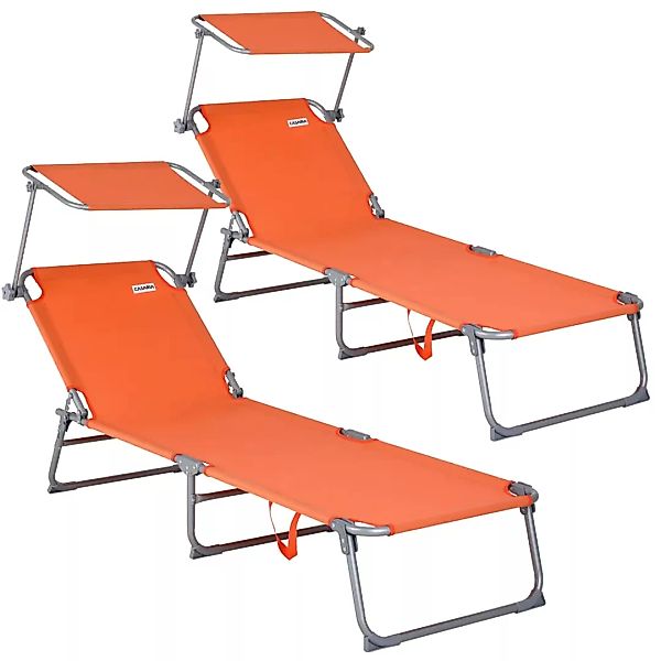 Sonnenliege Hawaii 2er-Set Orange Alu 195x60x30cm günstig online kaufen
