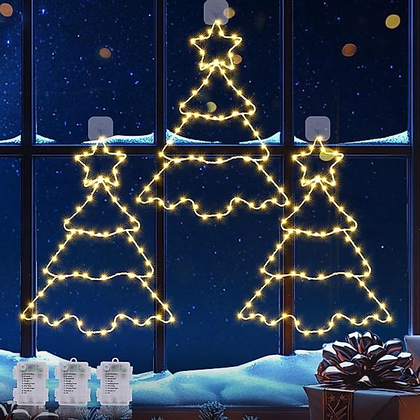 Elegear LED-Lichterkette 3er-Set LED Weihnachtsfensterbeleuchtung 20×30 cm günstig online kaufen