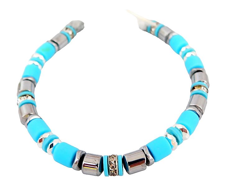 traumschmuck Armband 605aarm Armband Walzen Scheiben türkis Hämatit Strass günstig online kaufen