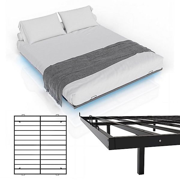 Juskys Metallbett Palamos, 180x200 cm mit Lattenrost & Beleuchtung, moderne günstig online kaufen