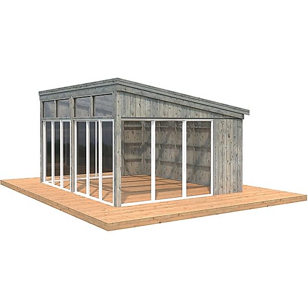 Palmako Pavillon Nova 17,8 m² Grau Tauchgrundiert 502 cm x 396 cm günstig online kaufen
