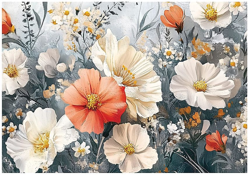 Wallarena Fototapete Blumen Weiß Rot Vlies günstig online kaufen