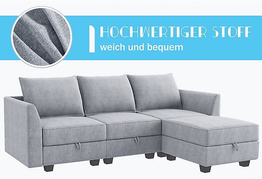 Vankel Ecksofa 236cm*154cm Sofa mit Stauraum, Schlafsofa mit Relaxfunktion, günstig online kaufen