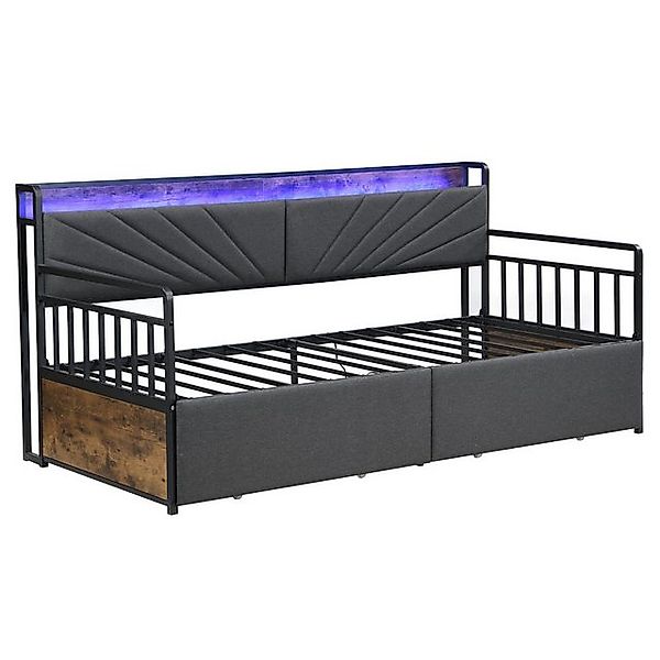 HAUSS SPOLE Schlafsofa 90x200cm mit LED-Beleuchtung, Ablagen, Schubladen, S günstig online kaufen