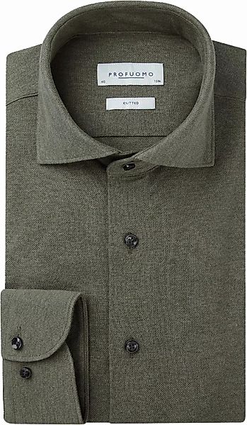 Profuomo Hemd Knitted Slim Fit Grün - Größe 41 günstig online kaufen
