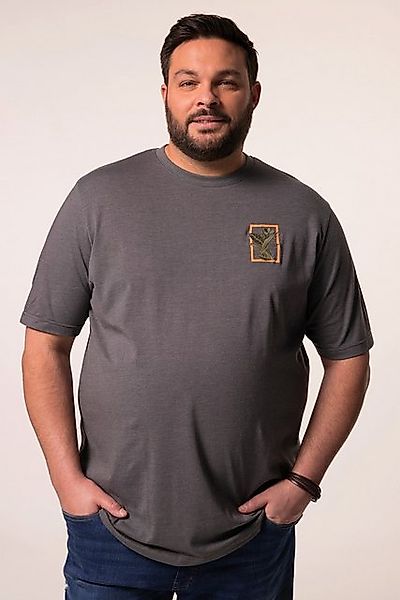 Men Plus T-Shirt Men+ T-Shirt Halbarm Print Melange-Jersey bis 8 XL günstig online kaufen