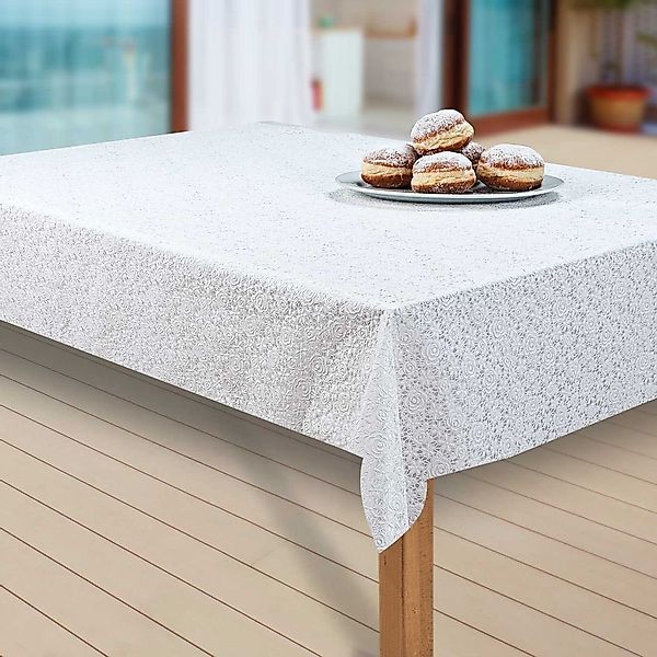 laro Tischdecke Wachstuch-Tischdecken Abwaschbar Vinyl Weiß. günstig online kaufen
