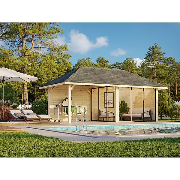 Palmako Pavillon Bianca Set 505 Slide Plus 588 x 300 cm Lackiert Weiß FSC® günstig online kaufen