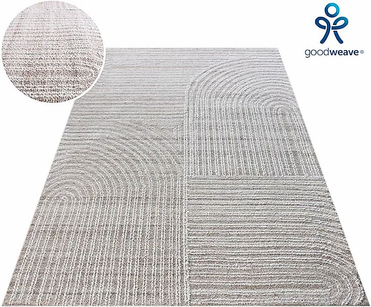 my home Wollteppich »Brevik, handgefertigt, Wolle, Hoch-Tief-Struktur« rech günstig online kaufen